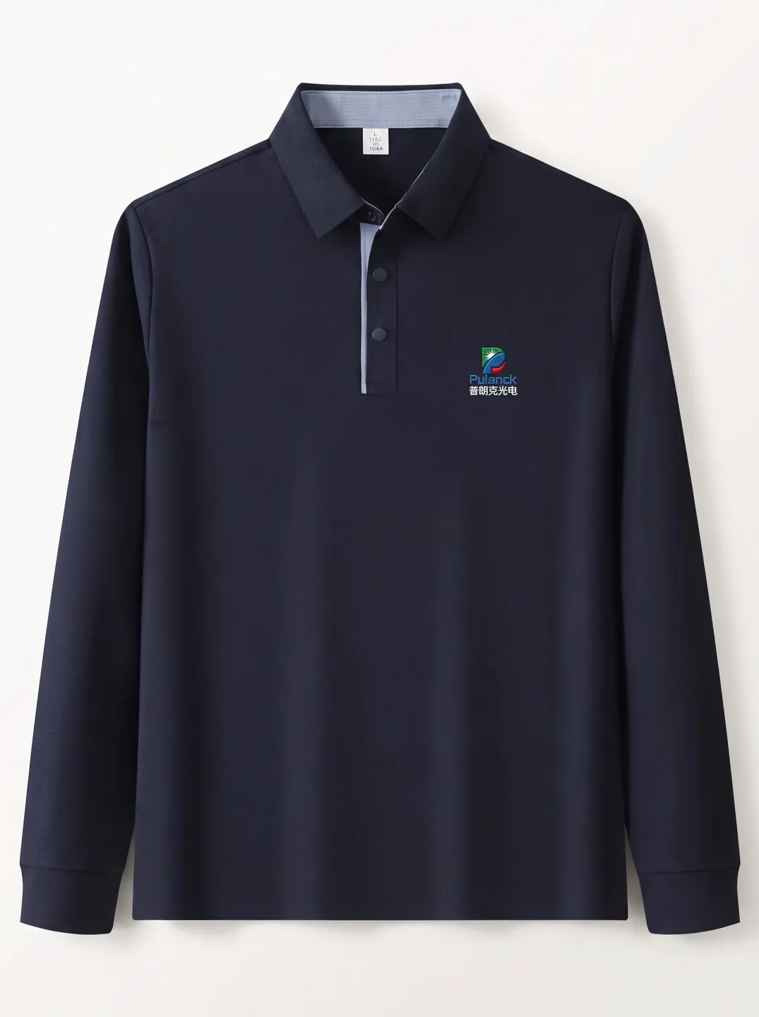 Navy Long-Sleeve Polo Shirt · Garment overview · PM-C-008 / 1