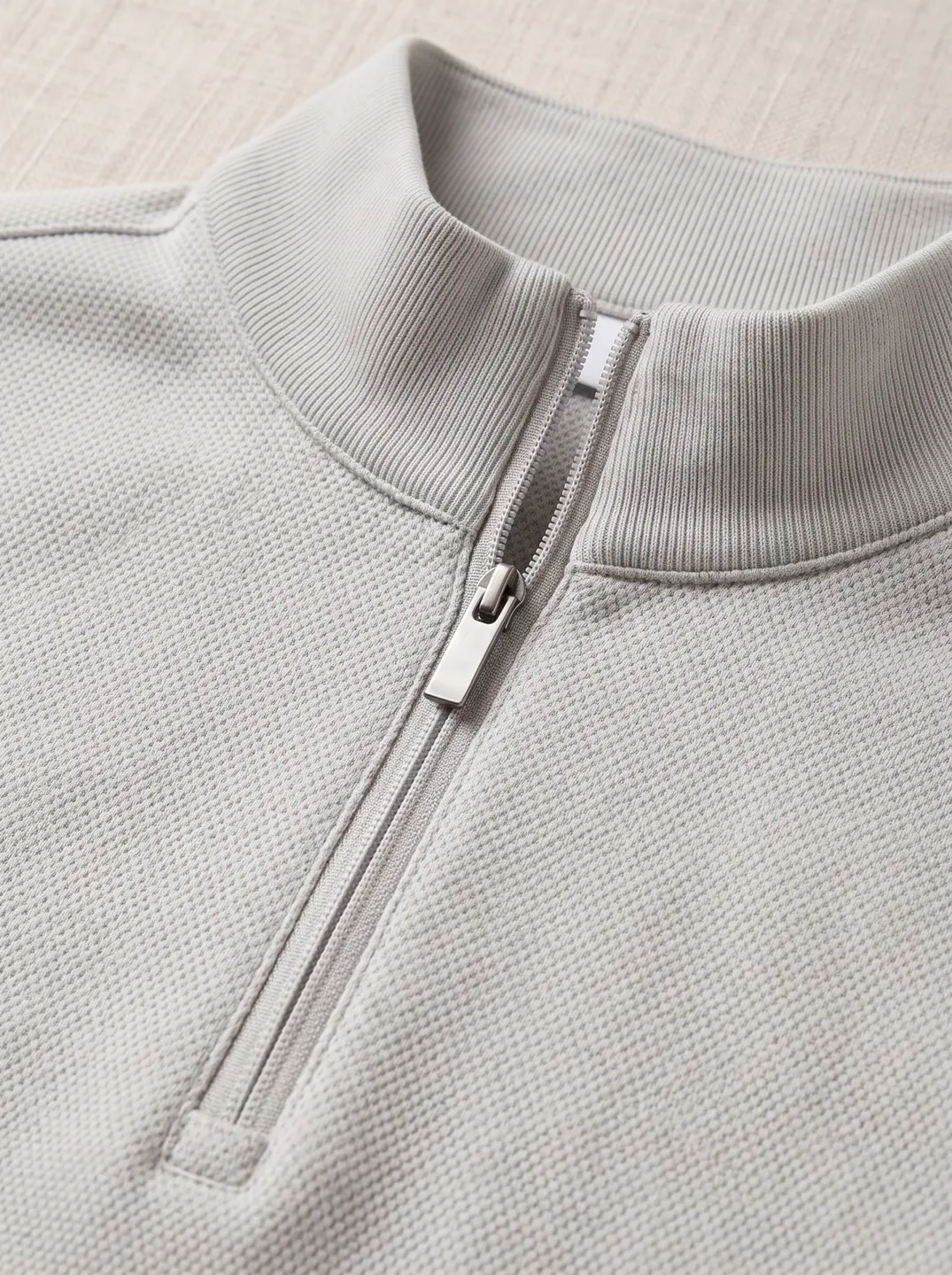 Light Grey Half-Zip Long-Sleeve Top · Logo and design details · PM-C-017 / 3