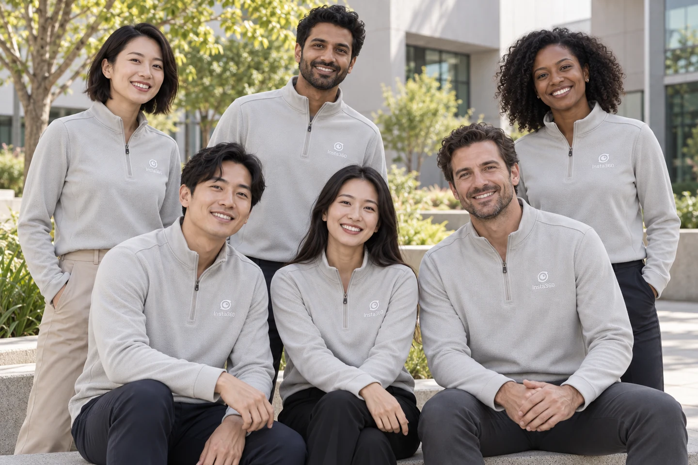 Light Grey Half-Zip Long-Sleeve Top · International team styling · Group portrait · PM-C-017 / 8