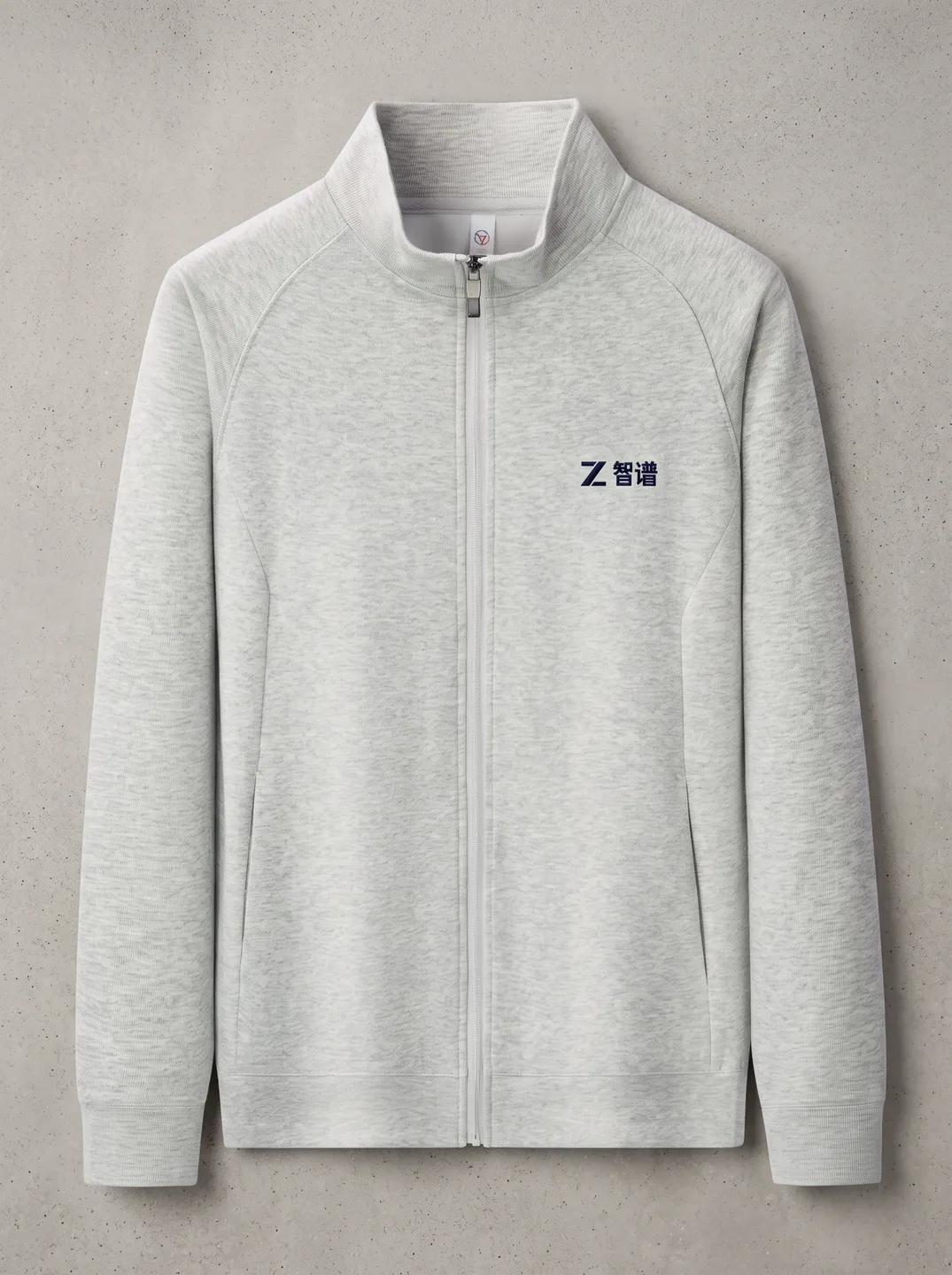 Light Grey Stand-Collar Zip Jacket · Garment overview · PM-C-018 / 1