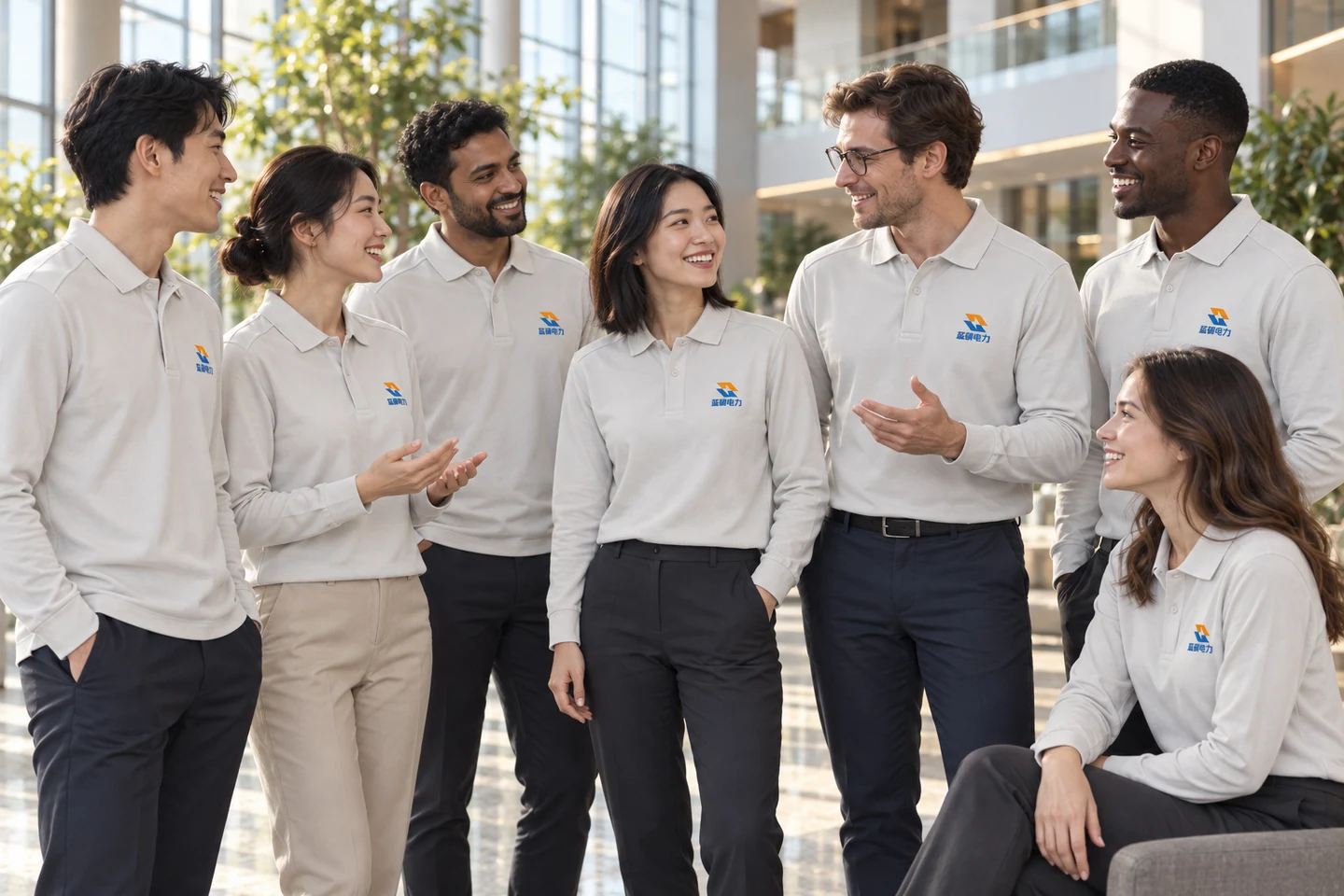 Langarm-Poloshirt · Weiß · Internationaler Teamlook · Austausch im Team · PM-C-036 / 10