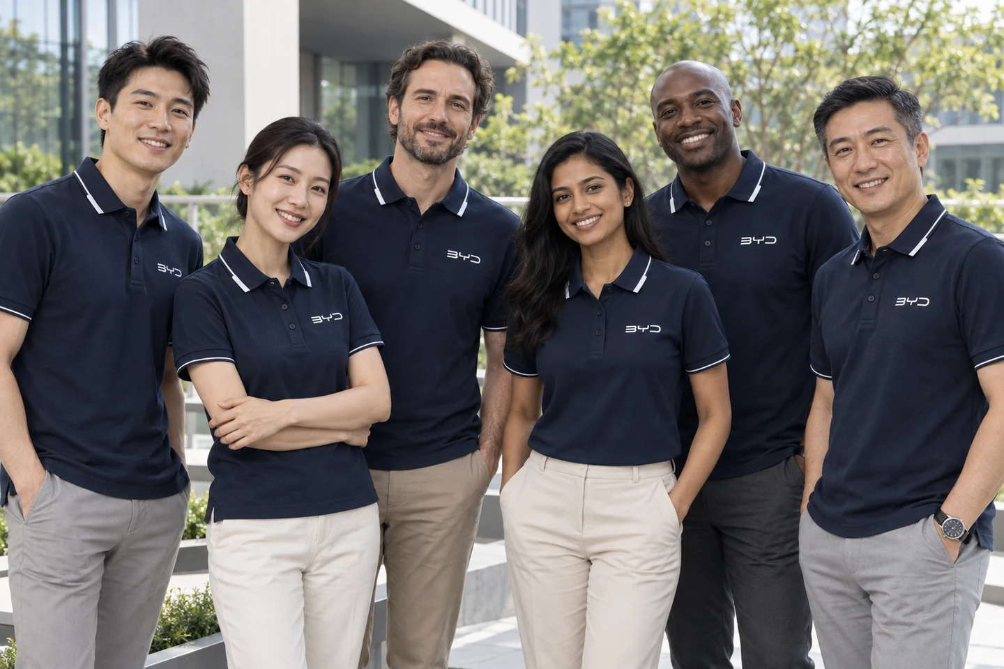 Navy Polo Shirt · International team styling · Group portrait · PM-C-052 / 8
