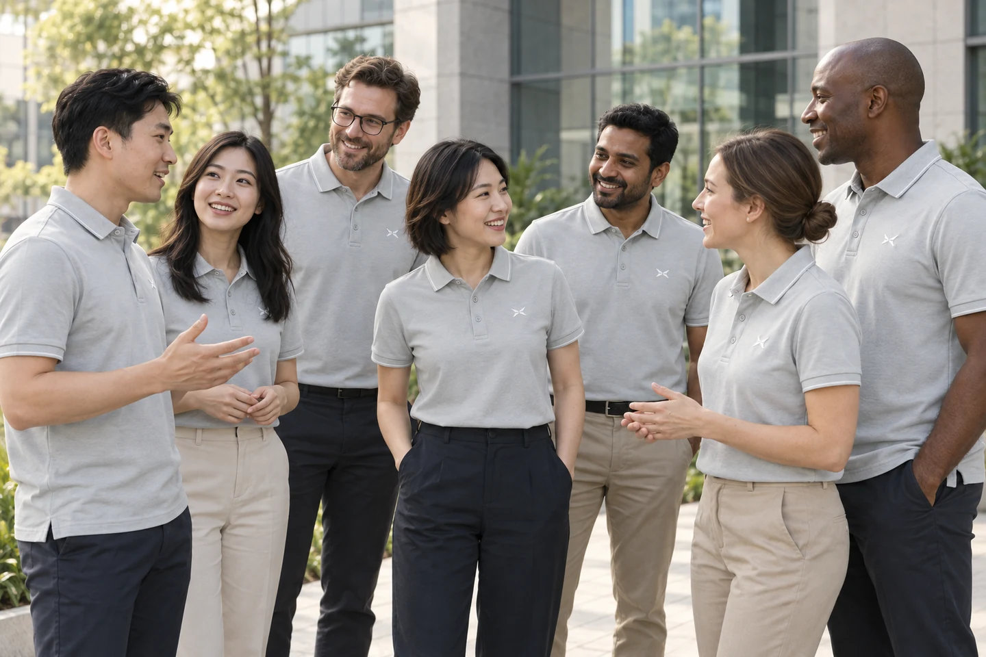 Light Grey Polo Shirt · International team styling · Group interaction · PM-C-054 / 9