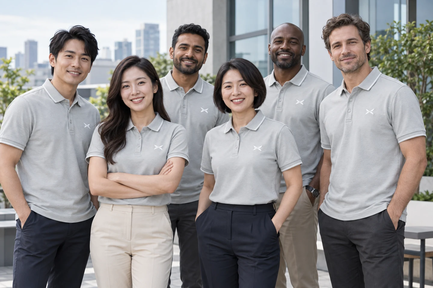Light Grey Polo Shirt · International team styling · Group portrait · PM-C-054 / 8