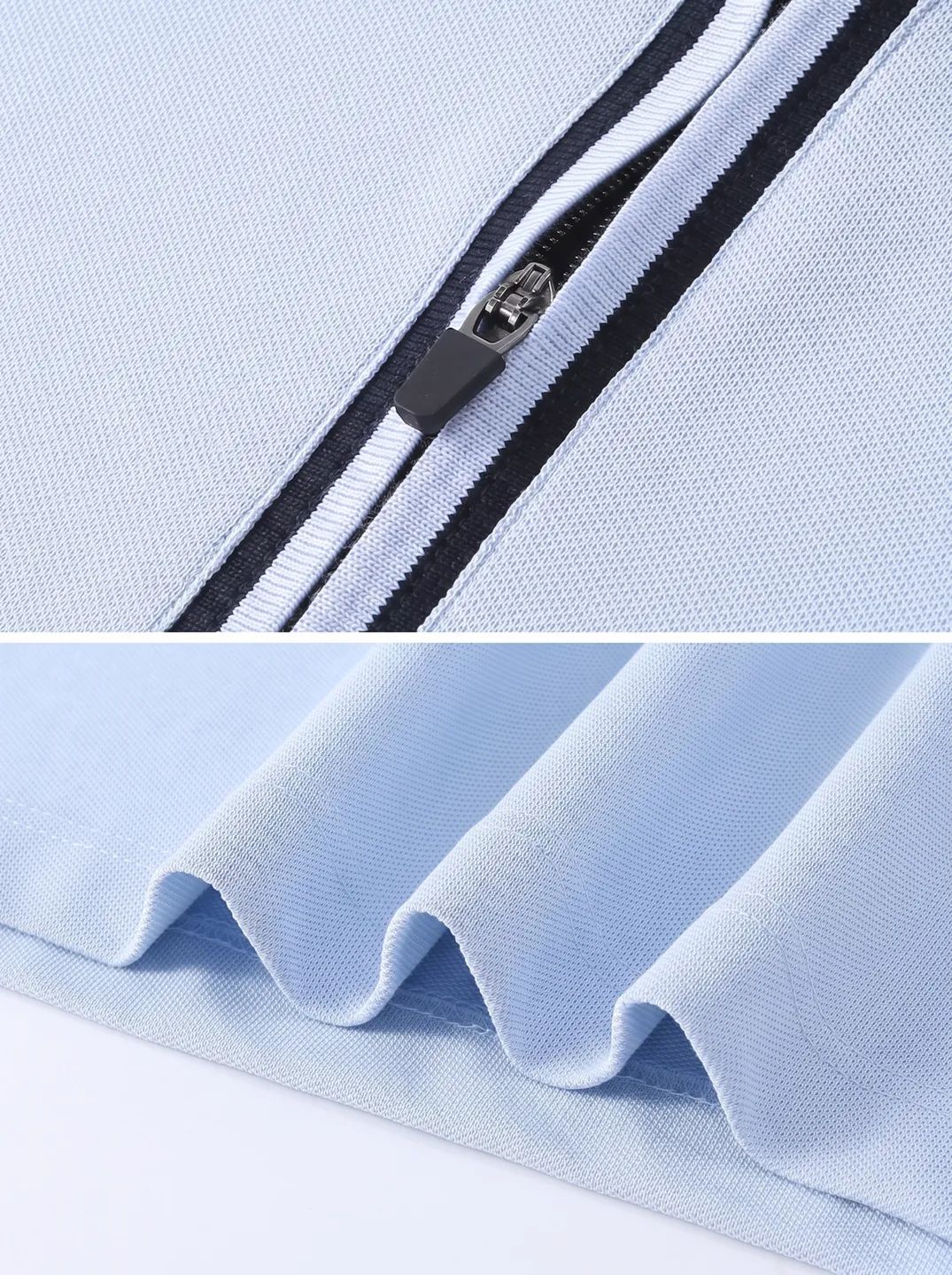 Light Blue Zip-Neck Polo Shirt · Logo and design details · PM-C-069 / 5