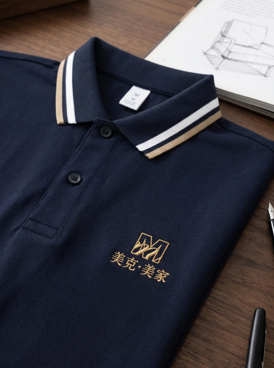 Navy Polo Shirt · Logo and design details · PM-C-070 / 2