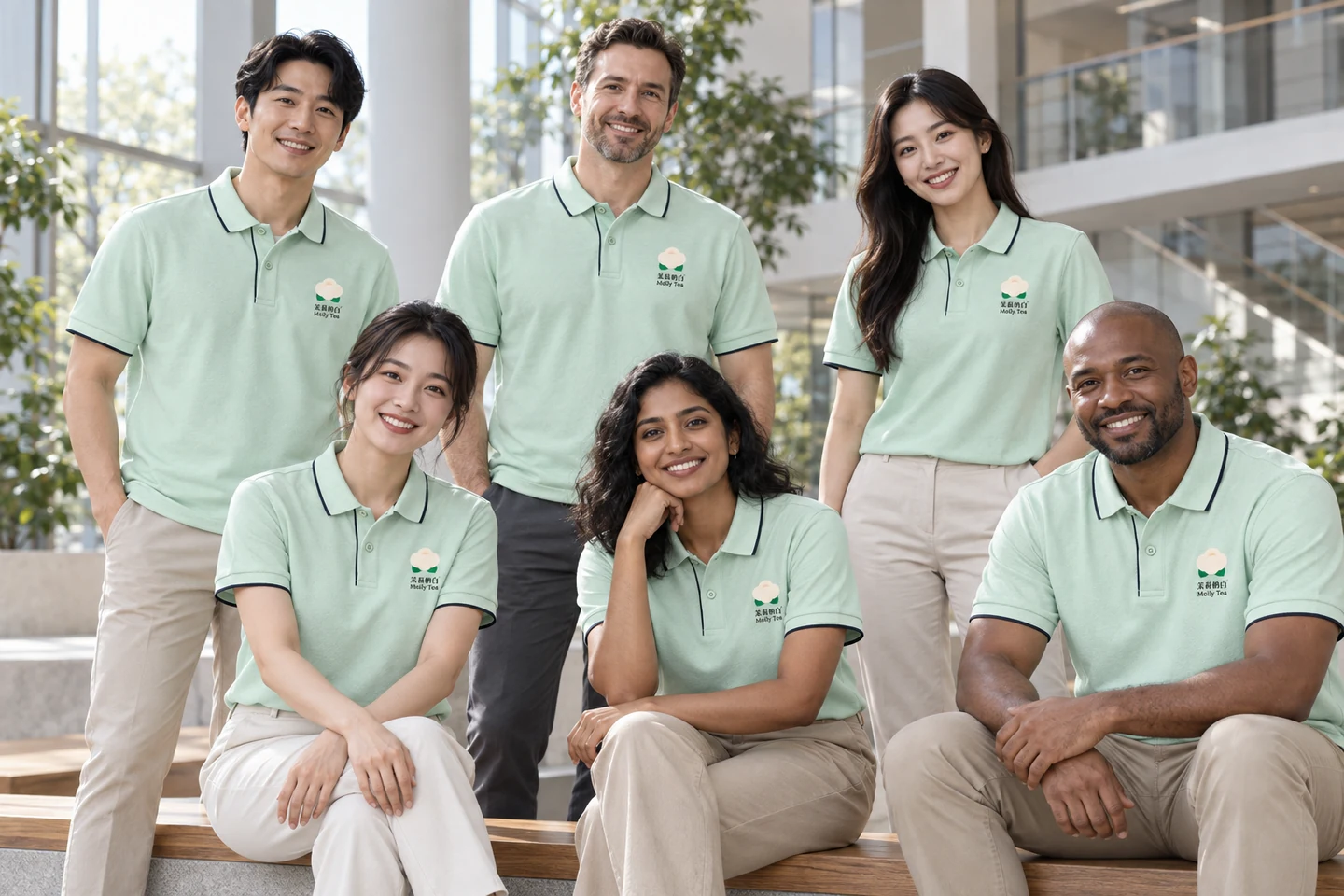 Mint Polo Shirt · International team styling · Group portrait · PM-C-073 / 10