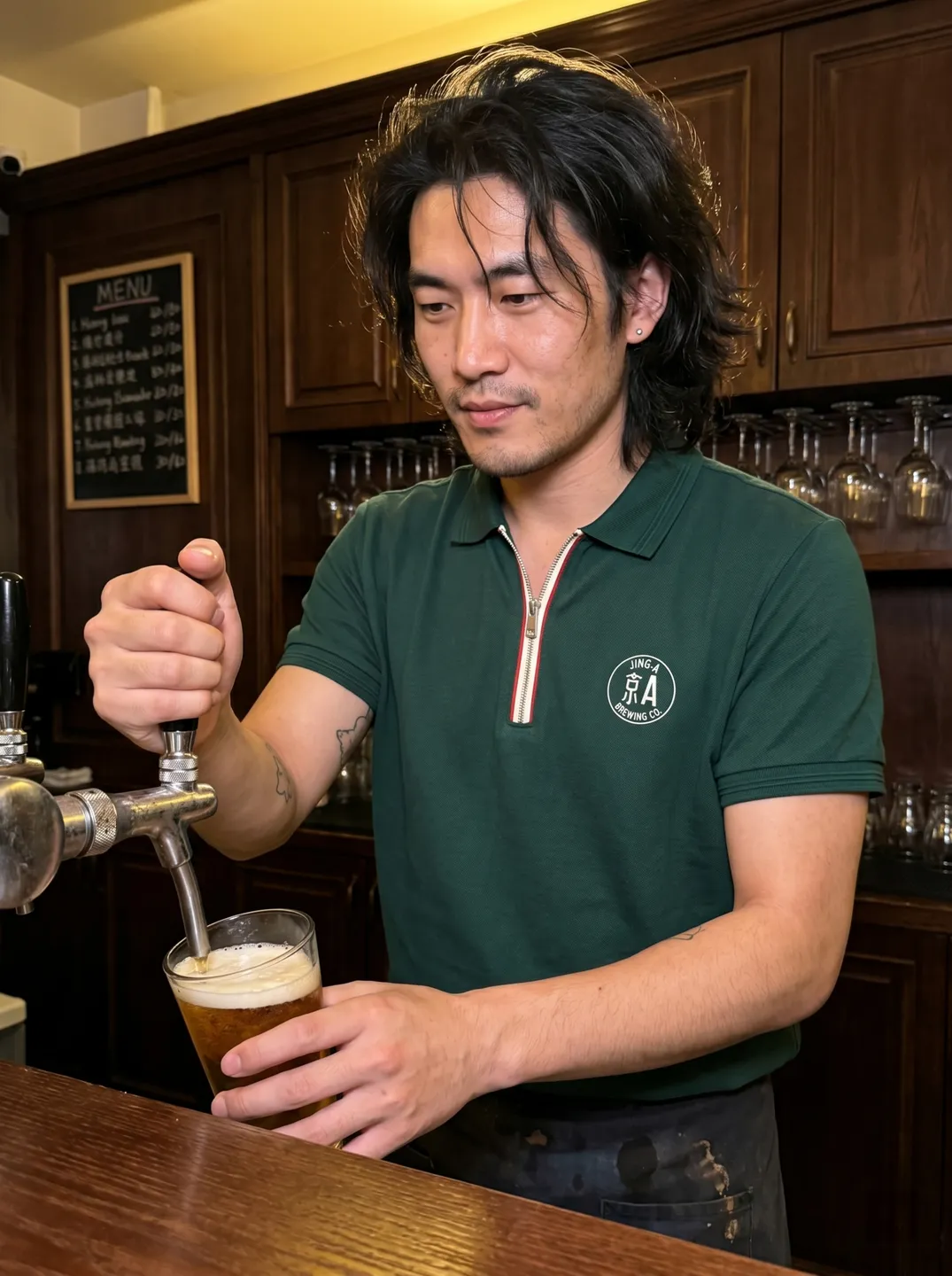 Deep Green Zip-Neck Polo Shirt · Styling and setting · PM-C-074 / 6