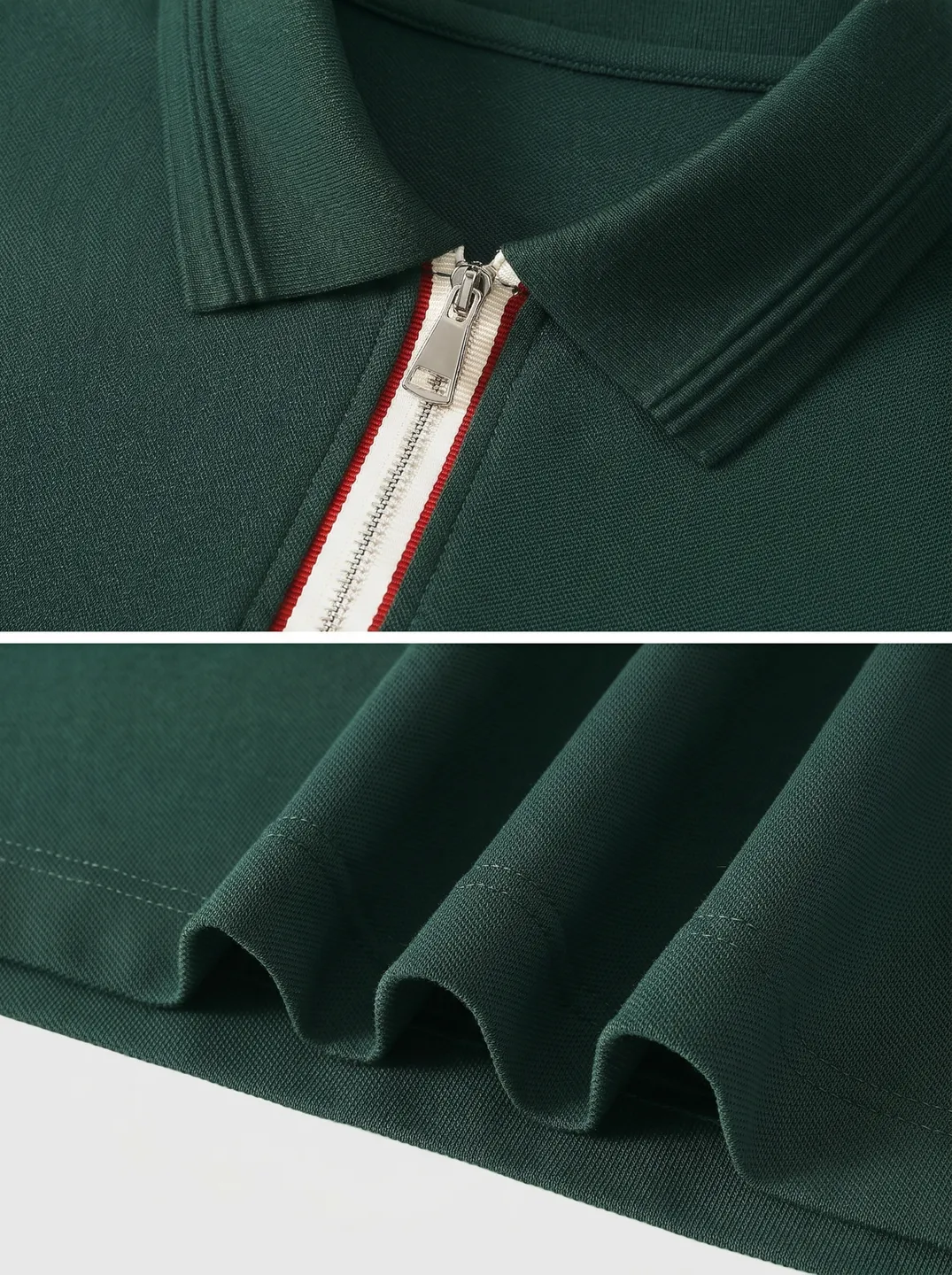 Deep Green Zip-Neck Polo Shirt · Logo and design details · PM-C-074 / 4