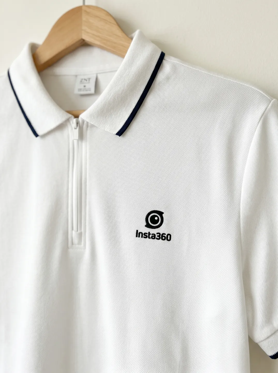 White Zip-Neck Polo Shirt · Garment overview · PM-C-078 / 1