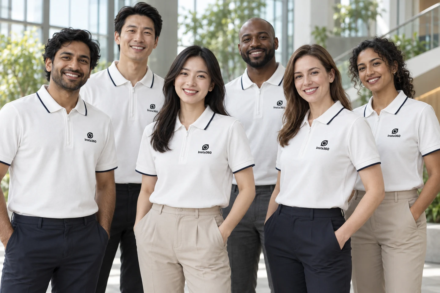 White Zip-Neck Polo Shirt · International team styling · Group portrait · PM-C-078 / 8