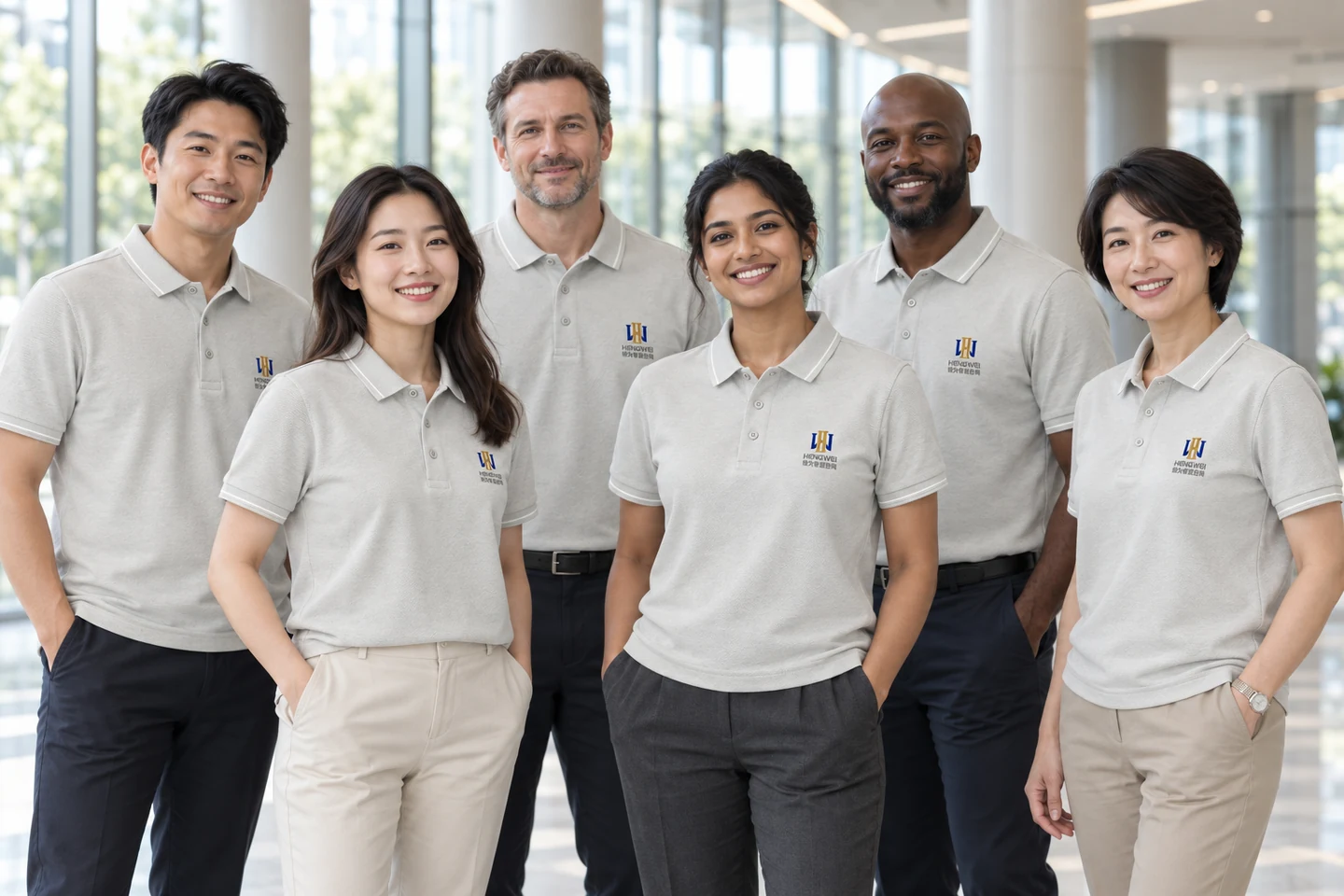 Light Grey Polo Shirt · International team styling · Group portrait · PM-C-090 / 9
