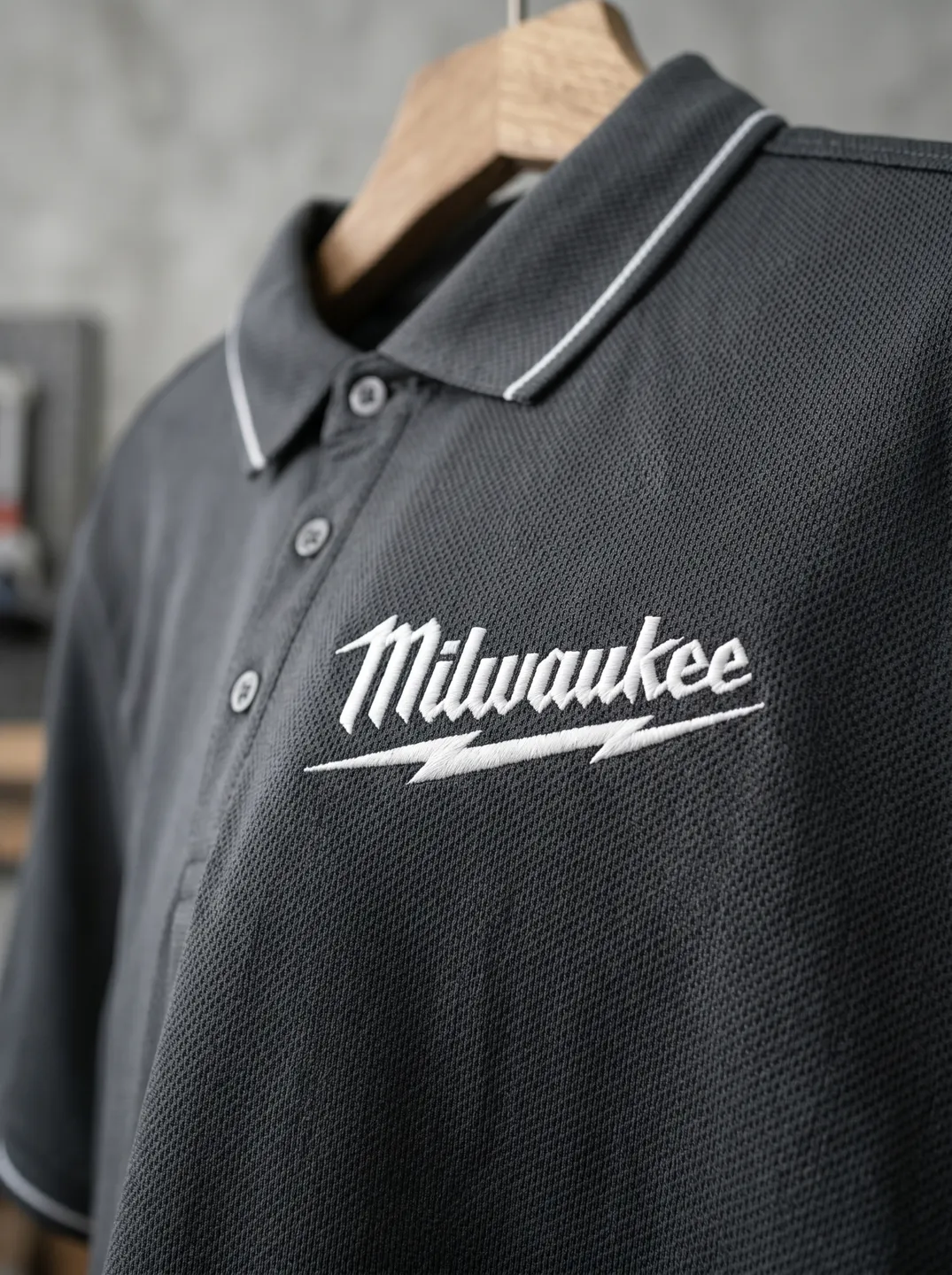 Charcoal Polo Shirt · Logo and design details · PM-C-093 / 5