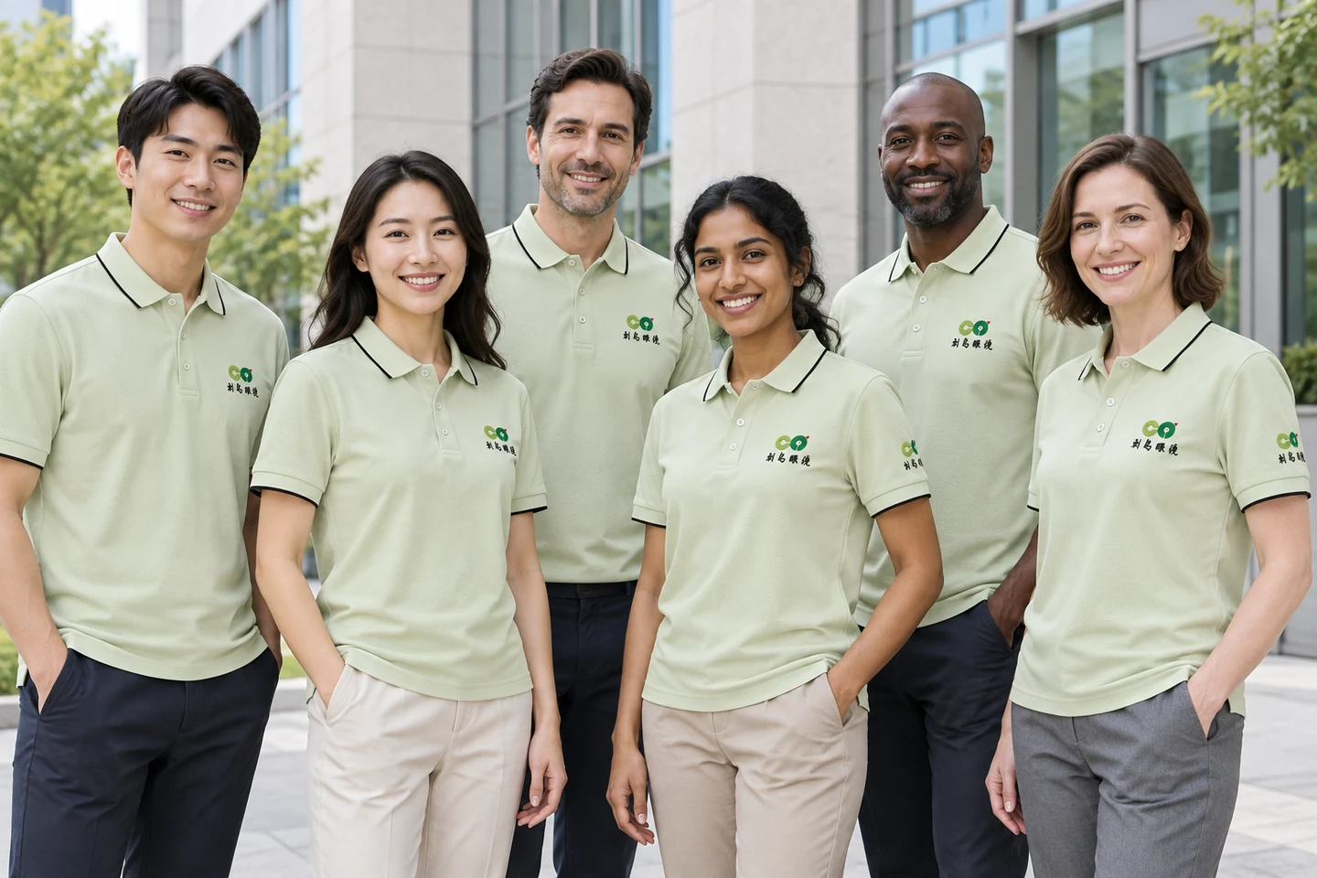 Sage Polo Shirt · International team styling · Group portrait · PM-C-096 / 9