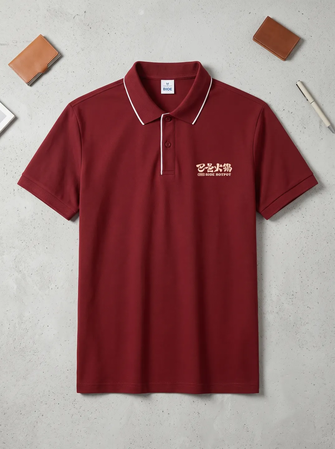 Burgundy Polo Shirt · Garment overview · PM-C-124 / 1