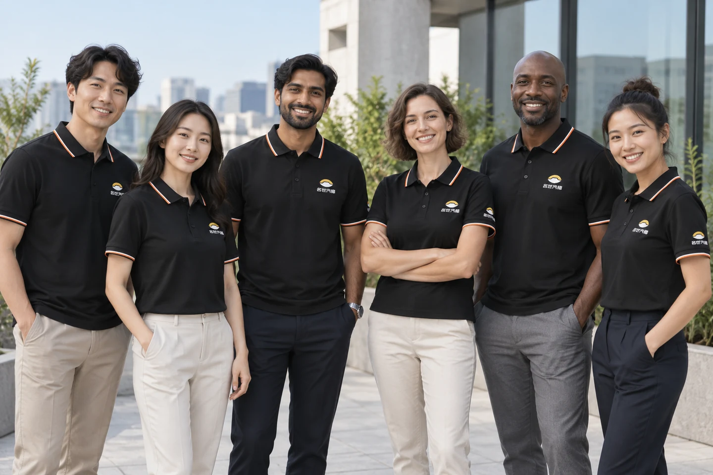 Black Polo Shirt · International team styling · Group portrait · PM-C-134 / 9