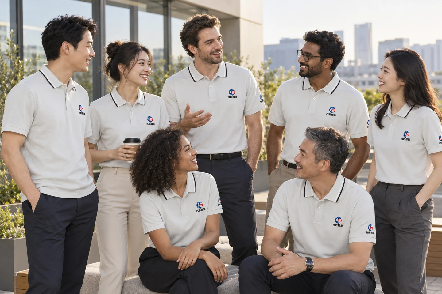 Light Grey Polo Shirt · International team styling · Group interaction · PM-C-137 / 10