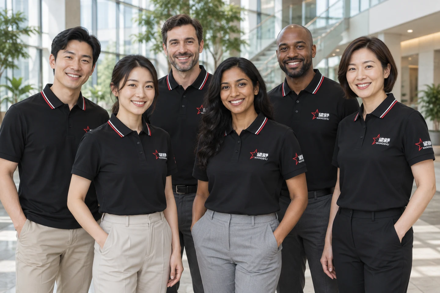 Black Polo Shirt · International team styling · Group portrait · PM-C-138 / 9