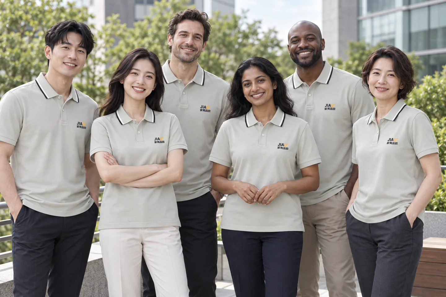 Light Grey Polo Shirt · International team styling · Group portrait · PM-C-142 / 9