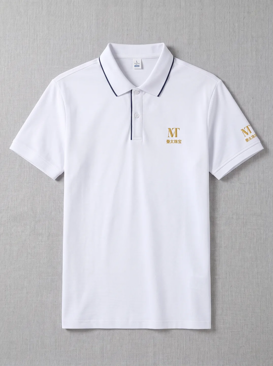 White Zip-Neck Polo Shirt · Garment overview · PM-C-144 / 1