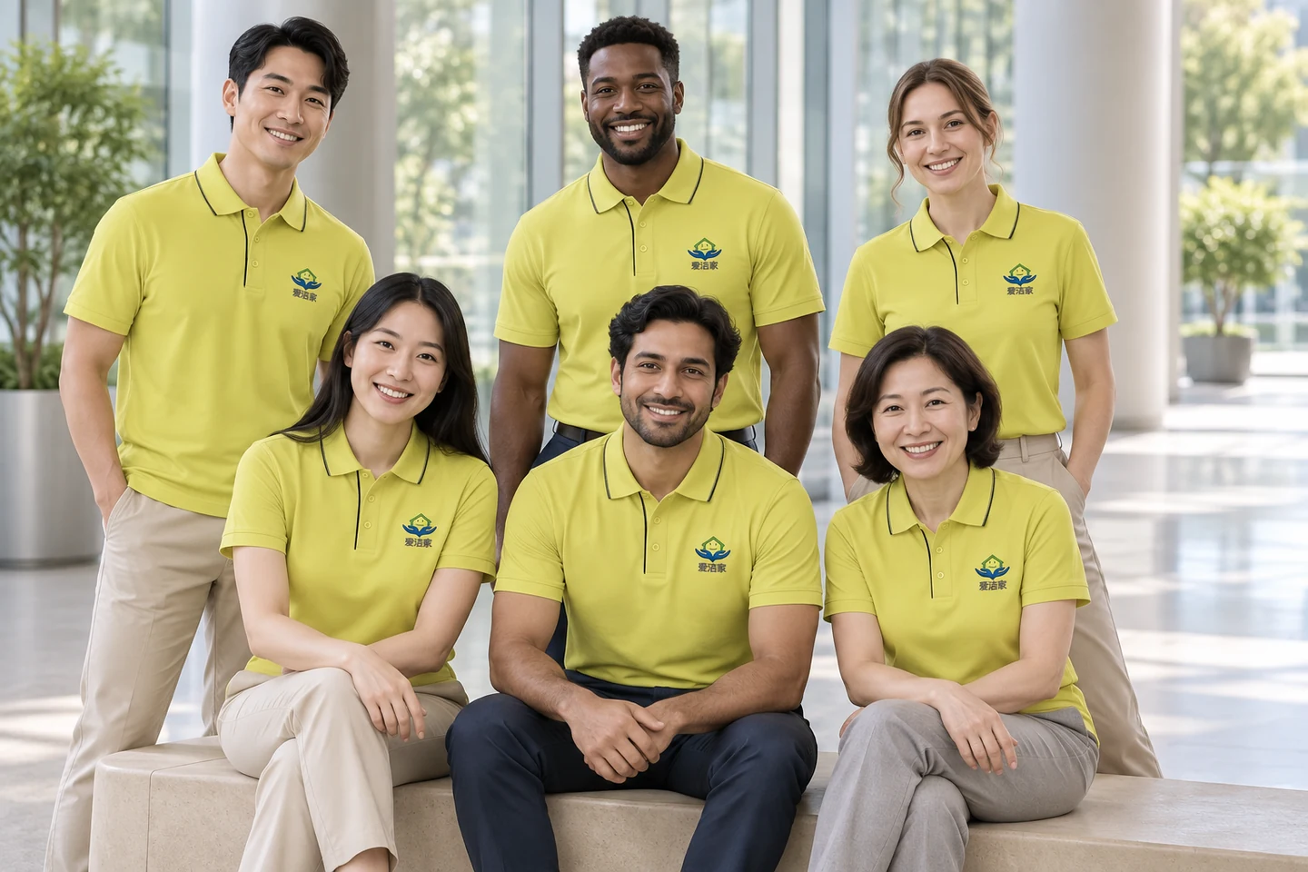 Yellow Zip-Neck Polo Shirt · International team styling · Group portrait · PM-C-145 / 8
