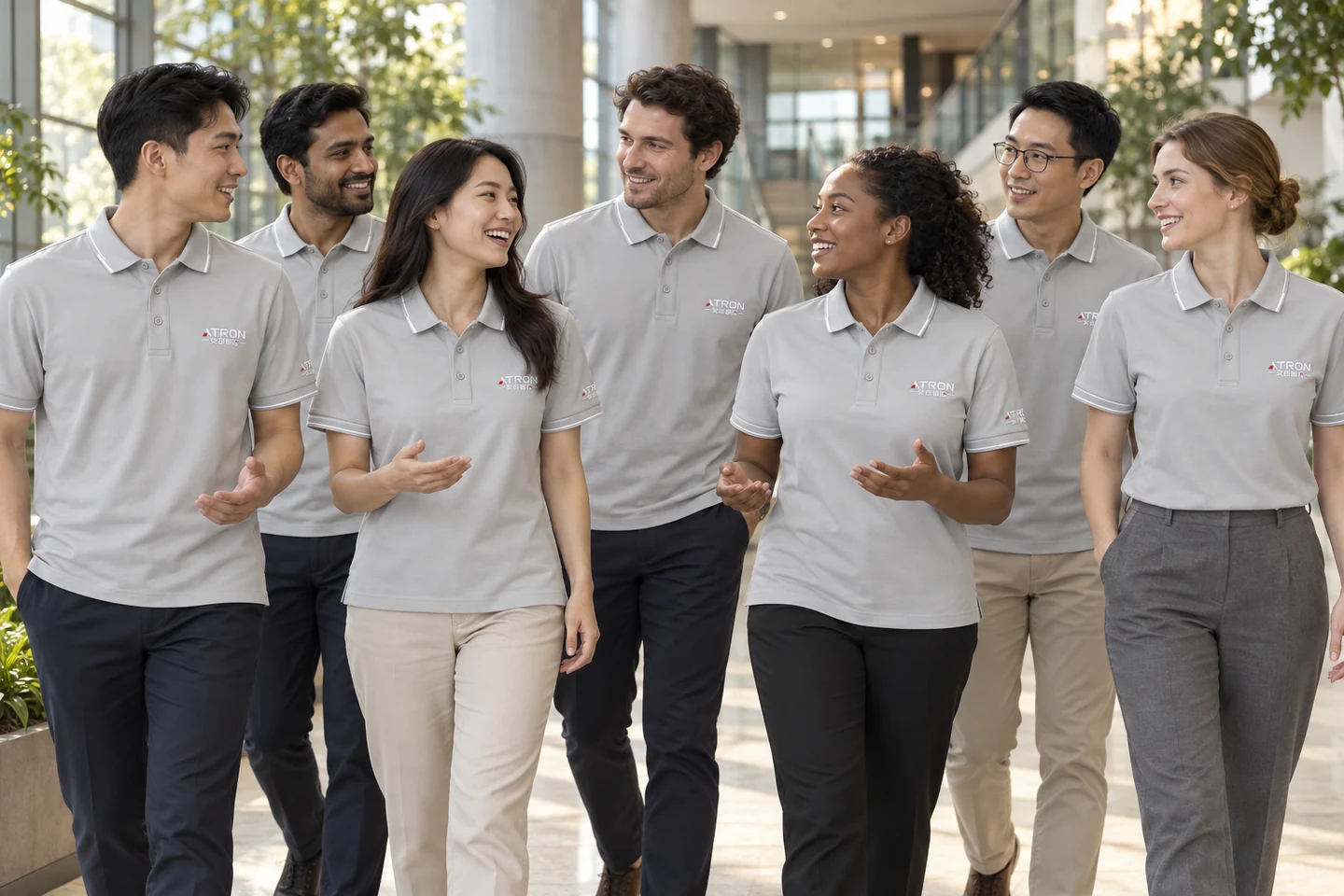 Light Grey Polo Shirt · International team styling · Group interaction · PM-C-146 / 10