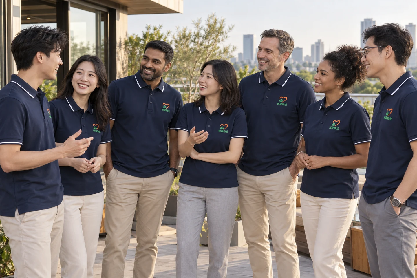Navy Polo Shirt · International team styling · Group interaction · PM-C-147 / 10