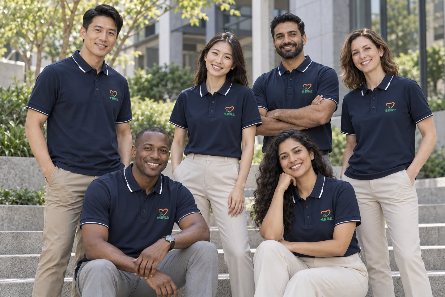 Navy Polo Shirt · International team styling · Group portrait · PM-C-147 / 9
