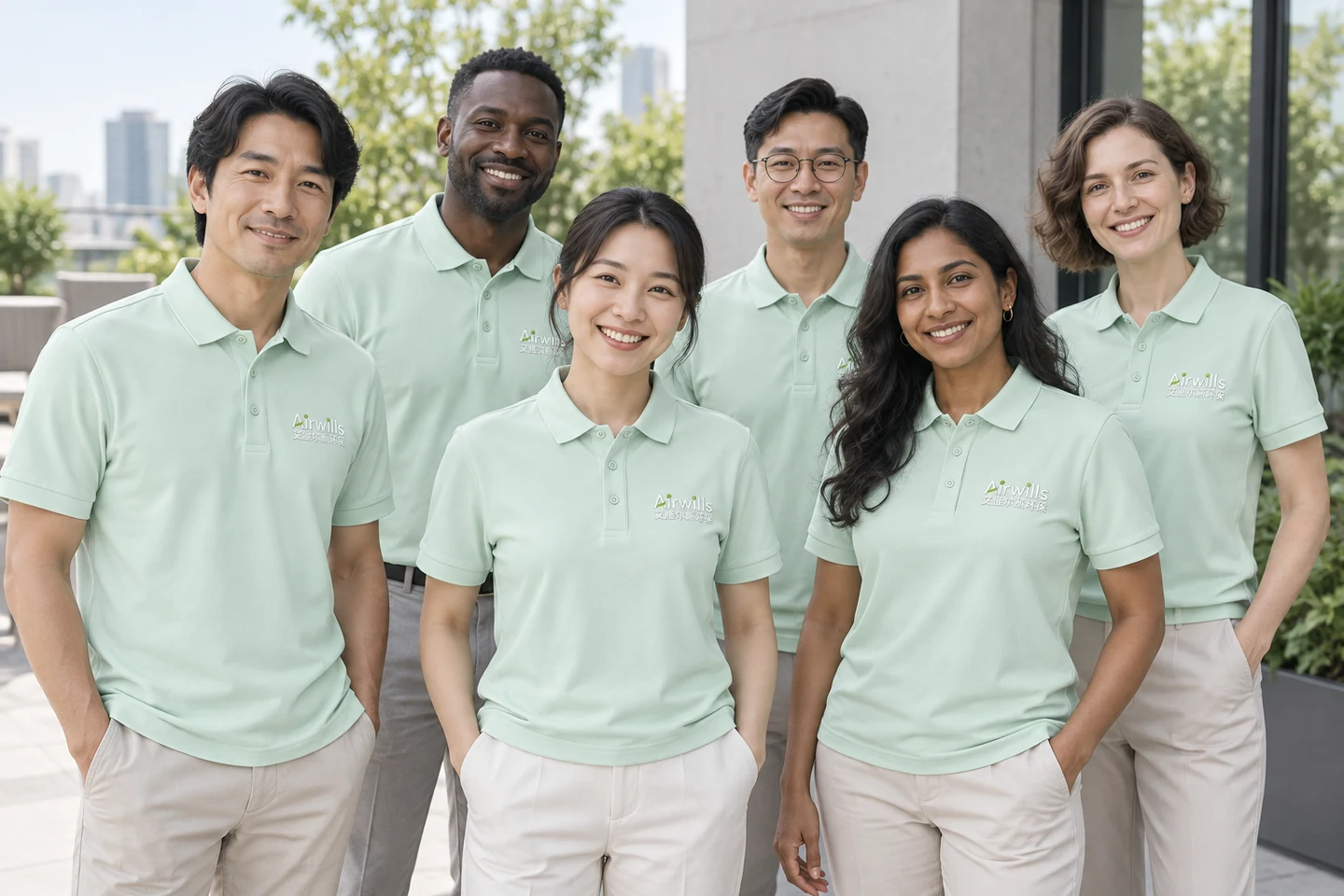 Mint Polo Shirt · International team styling · Group portrait · PM-C-149 / 9