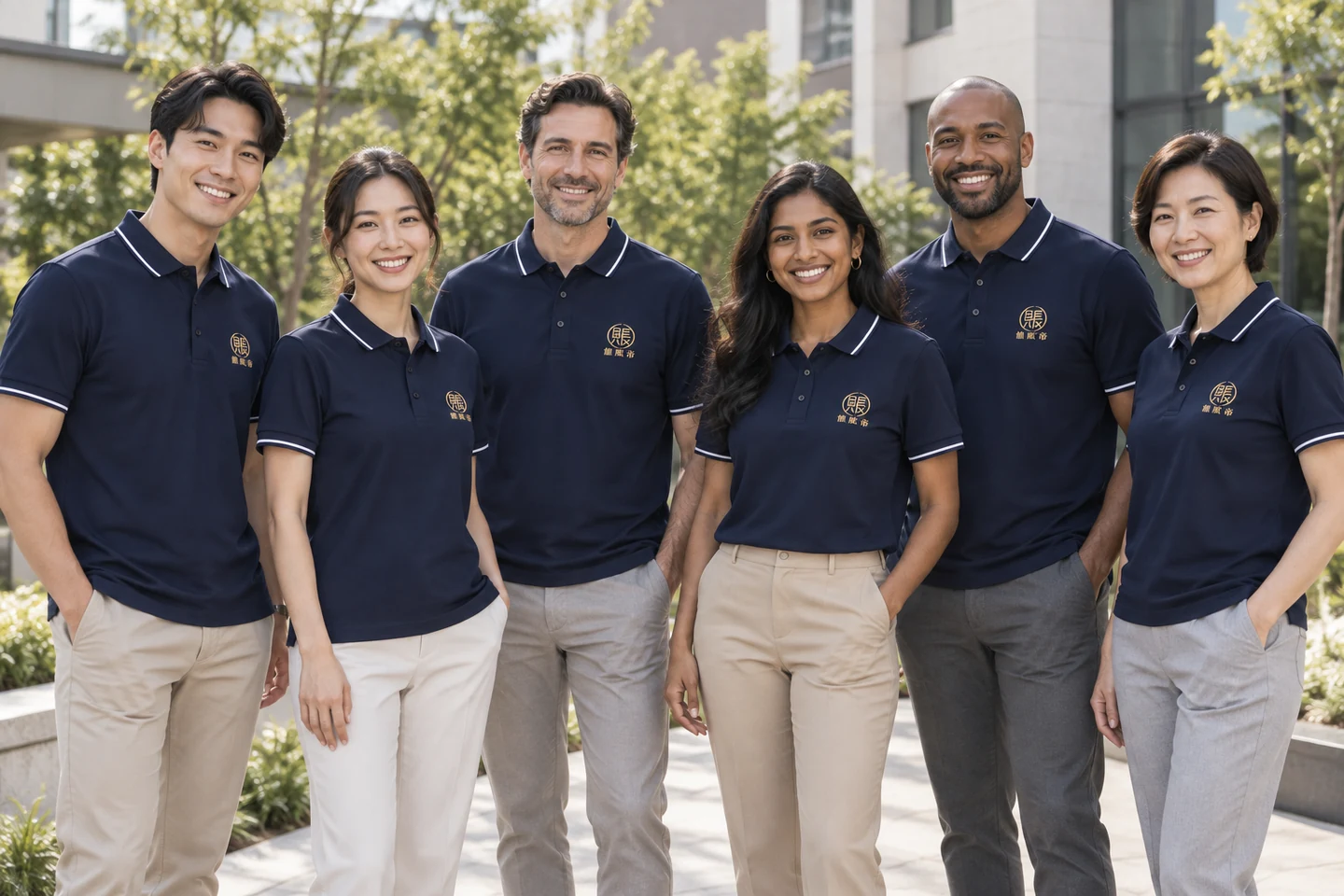 Navy Polo Shirt · International team styling · Group portrait · PM-C-152 / 9