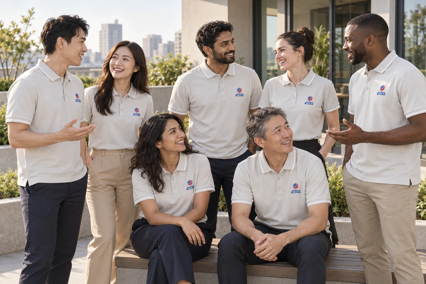 Light Grey Polo Shirt · International team styling · Group interaction · PM-C-157 / 10