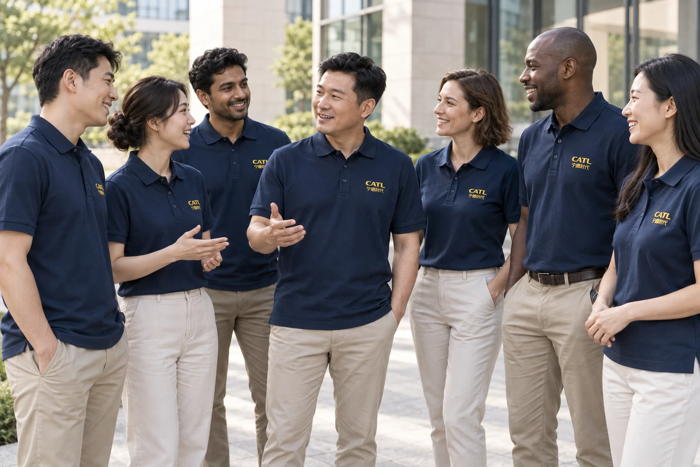 Navy Polo Shirt · International team styling · Group interaction · PM-C-159 / 8
