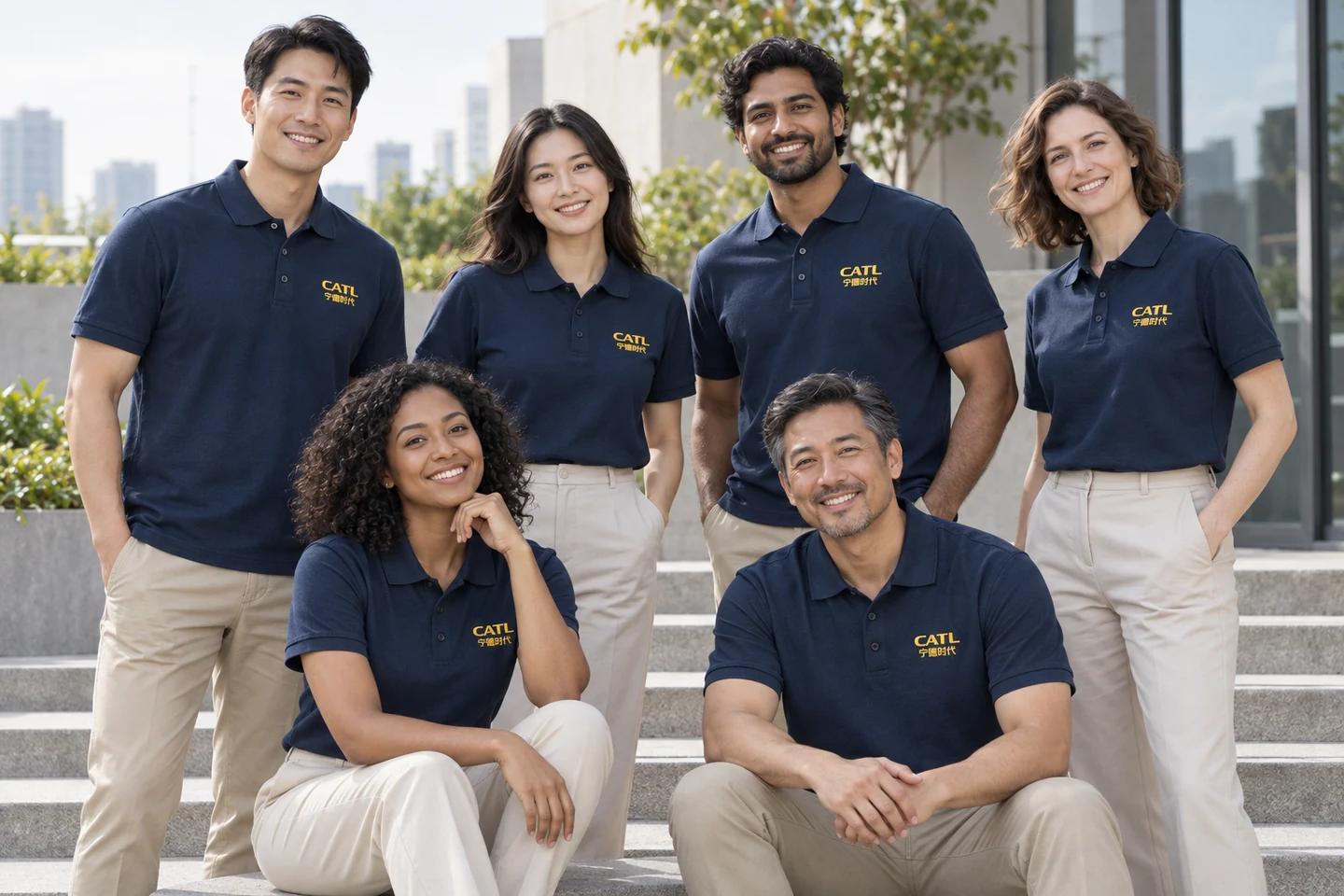 Navy Polo Shirt · International team styling · Group portrait · PM-C-159 / 7