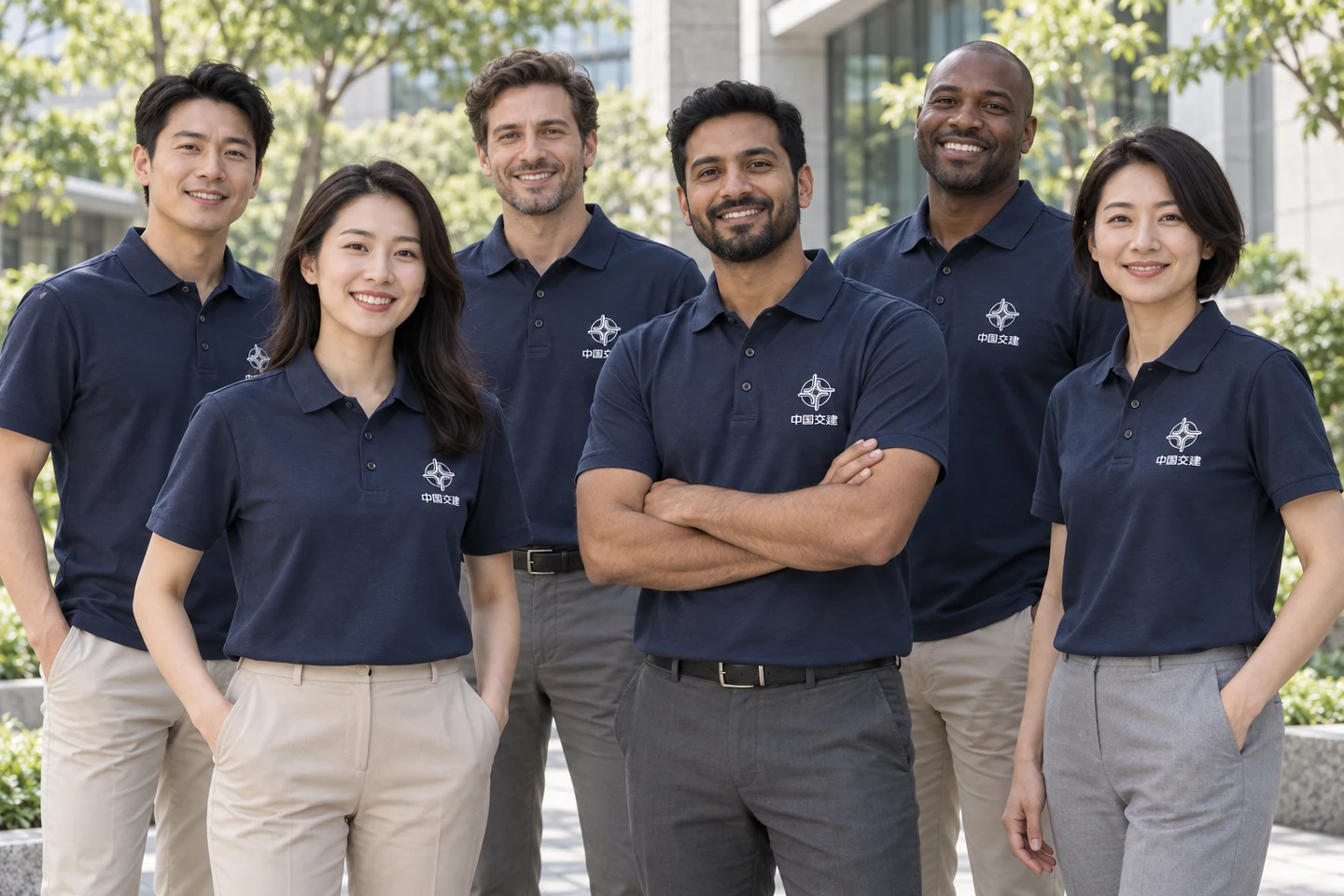 Navy Polo Shirt · International team styling · Group portrait · PM-C-162 / 9