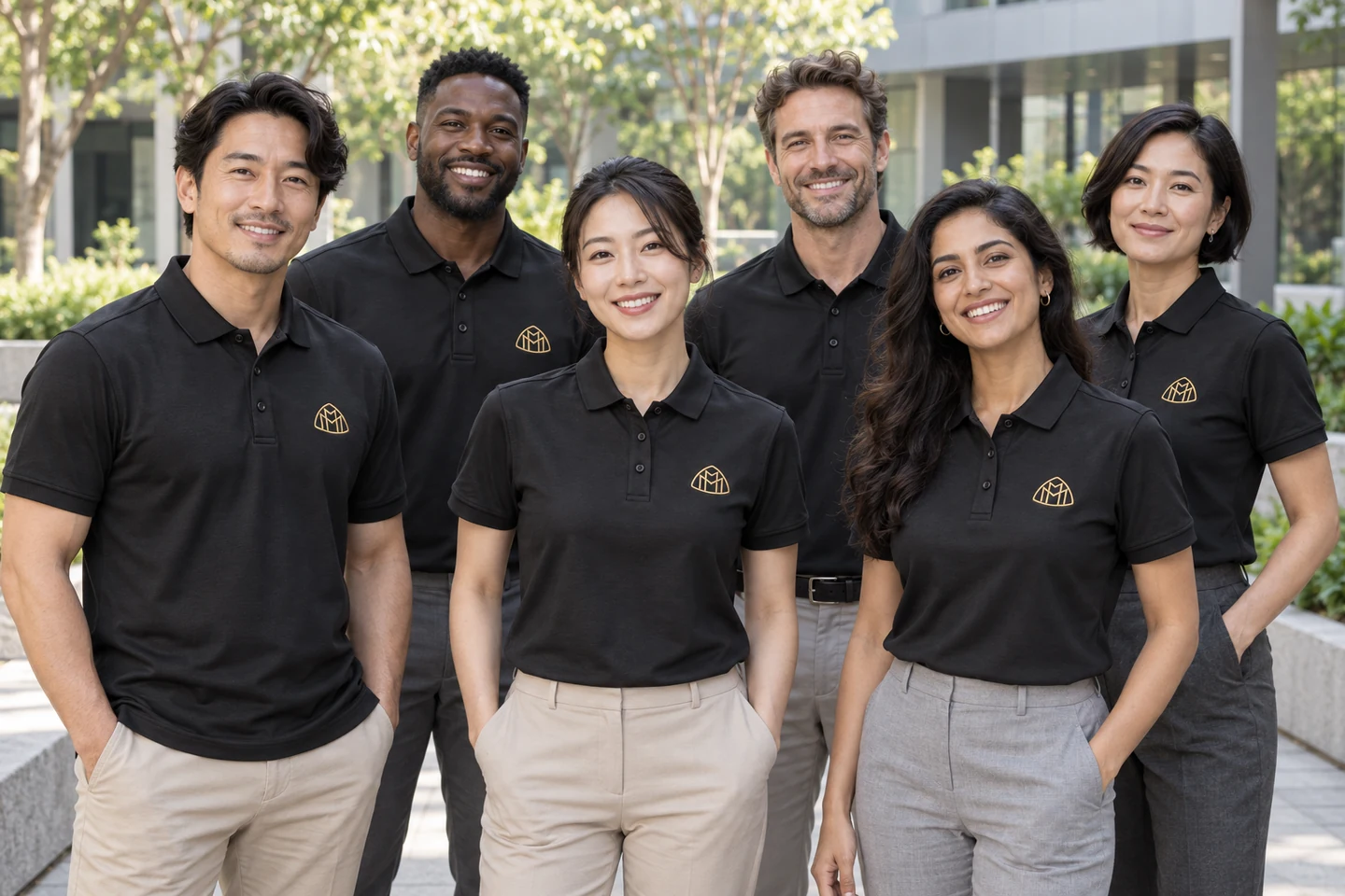 Black Polo Shirt · International team styling · Group portrait · PM-C-167 / 8