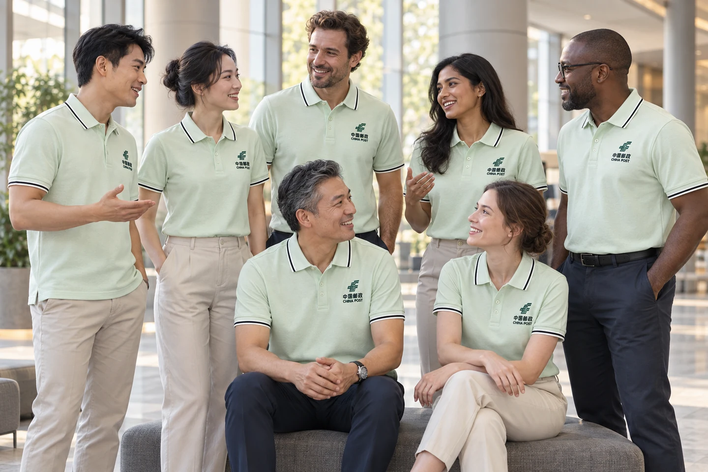 Mint Polo Shirt · International team styling · Group interaction · PM-C-193 / 10