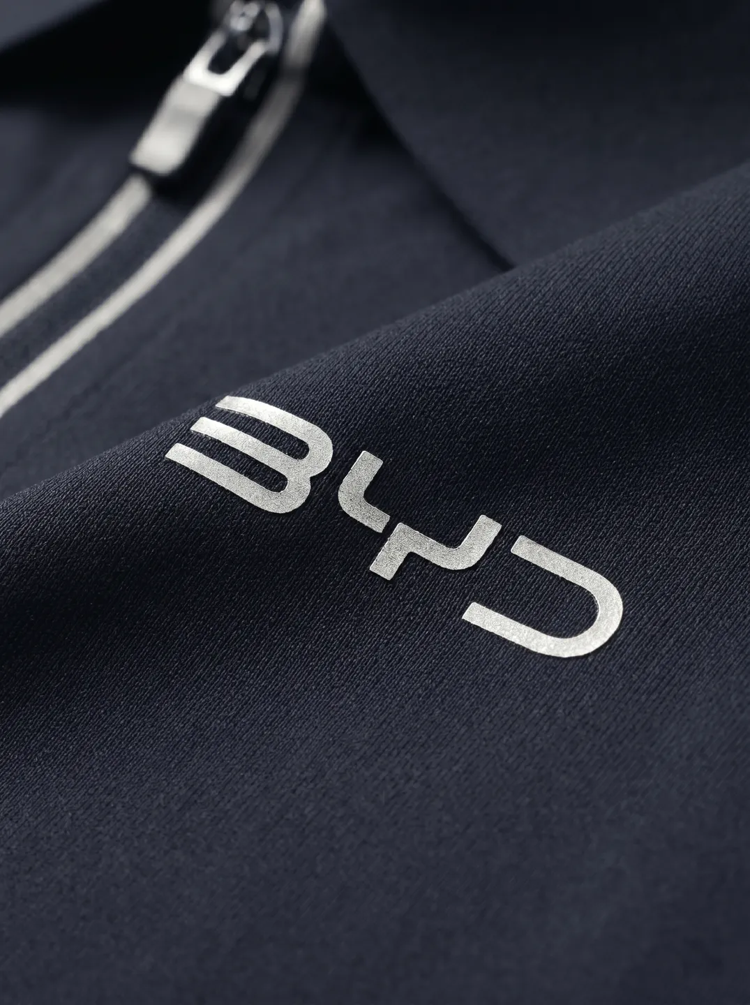 Navy Zip-Neck Polo Shirt · Logo and design details · PM-C-196 / 2