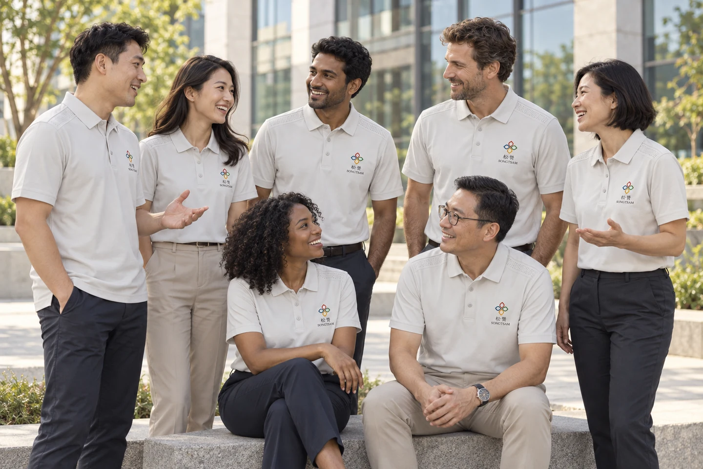 Light Grey Polo Shirt · International team styling · Group interaction · PM-C-199 / 10