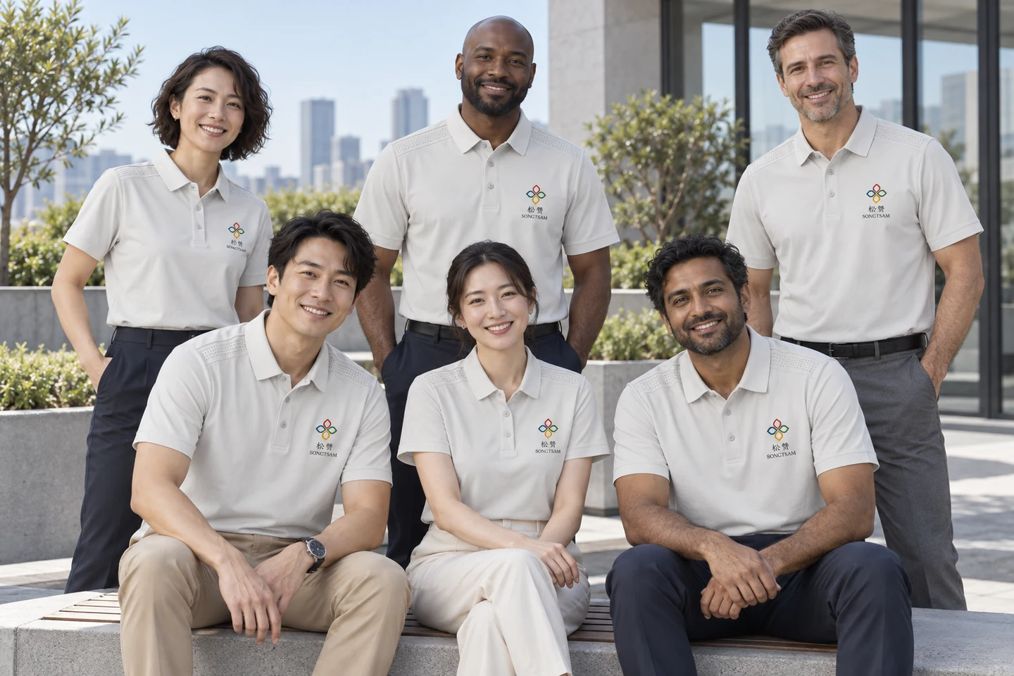 Light Grey Polo Shirt · International team styling · Group portrait · PM-C-199 / 9