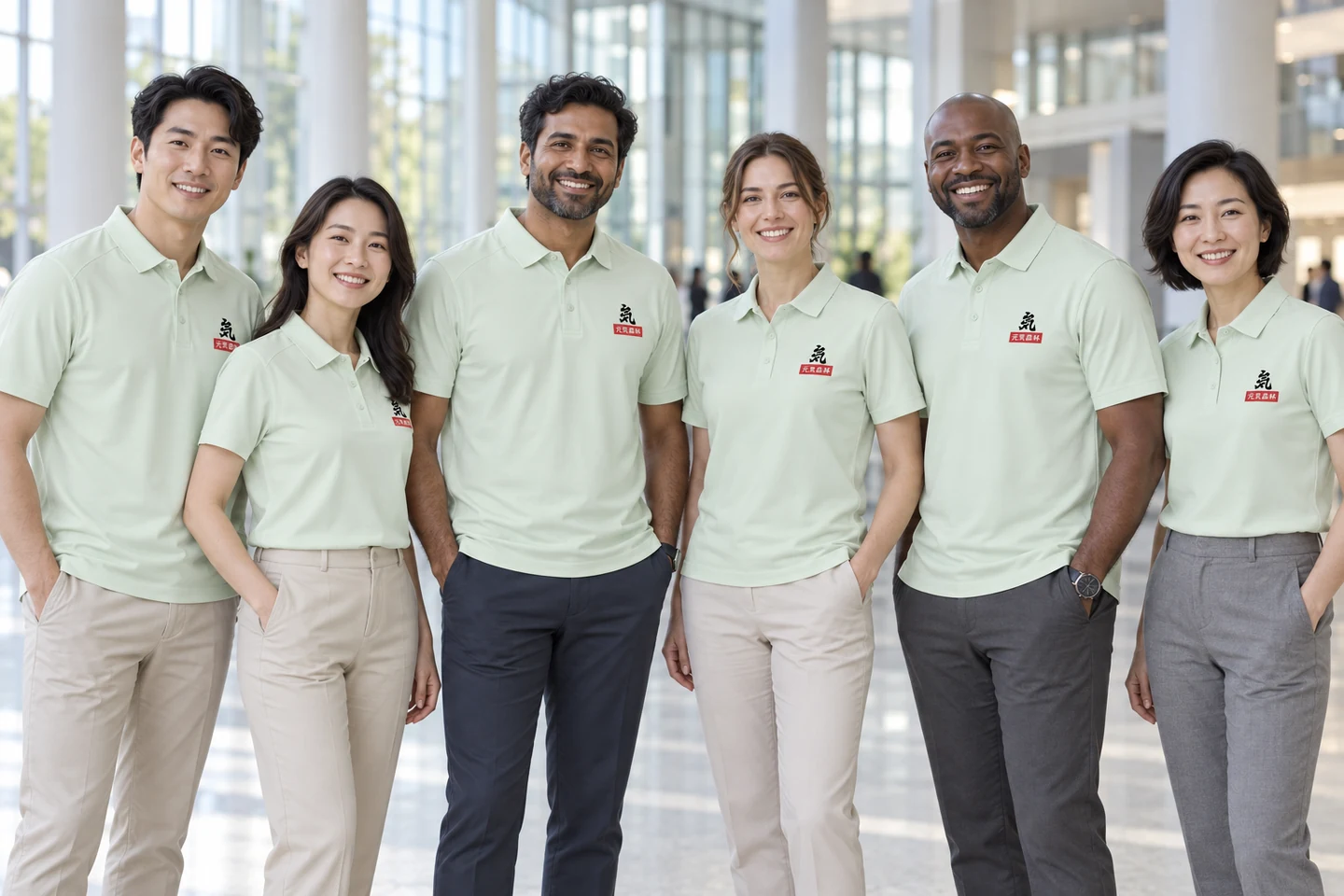 Mint Polo Shirt · International team styling · Group portrait · PM-C-200 / 9