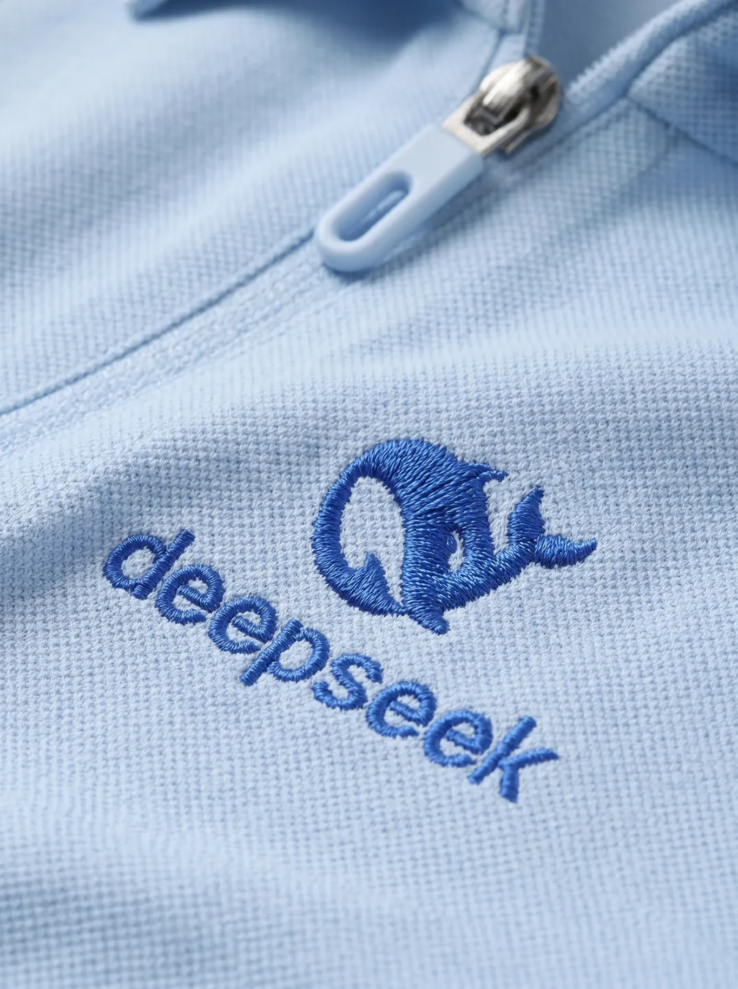 Light Blue Zip-Neck Polo Shirt · Logo and design details · PM-C-202 / 2
