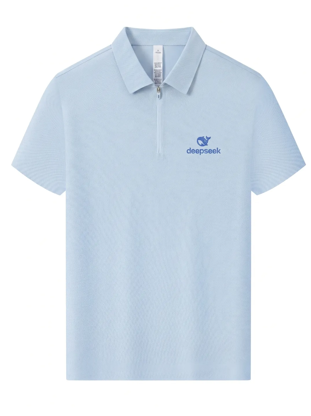 Light Blue Zip-Neck Polo Shirt · Garment overview · PM-C-202 / 1