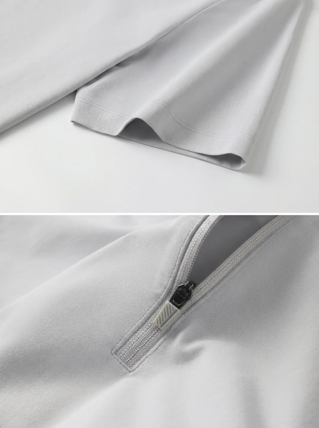 Light Grey Zip-Neck Polo Shirt · Logo and design details · PM-C-203 / 4