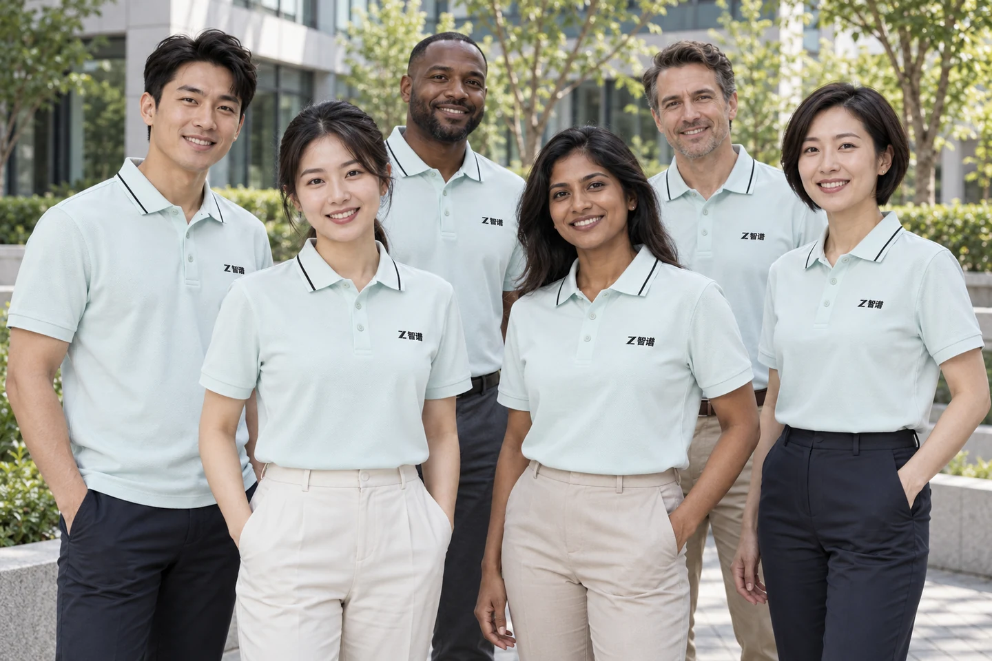 Mint Polo Shirt · International team styling · Group portrait · PM-C-222 / 8