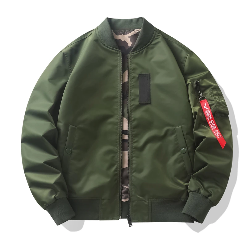 Reversible Nylon Flight Jacket — Army green