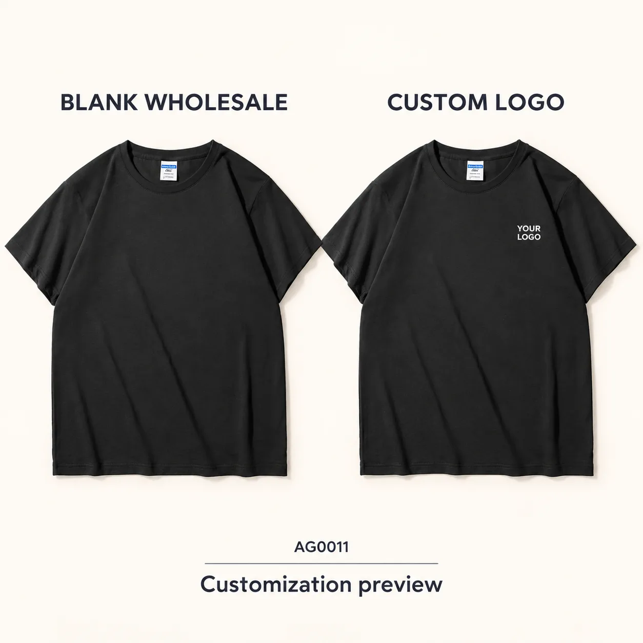 40s Double-Yarn 100% Cotton Tee · Logo preview