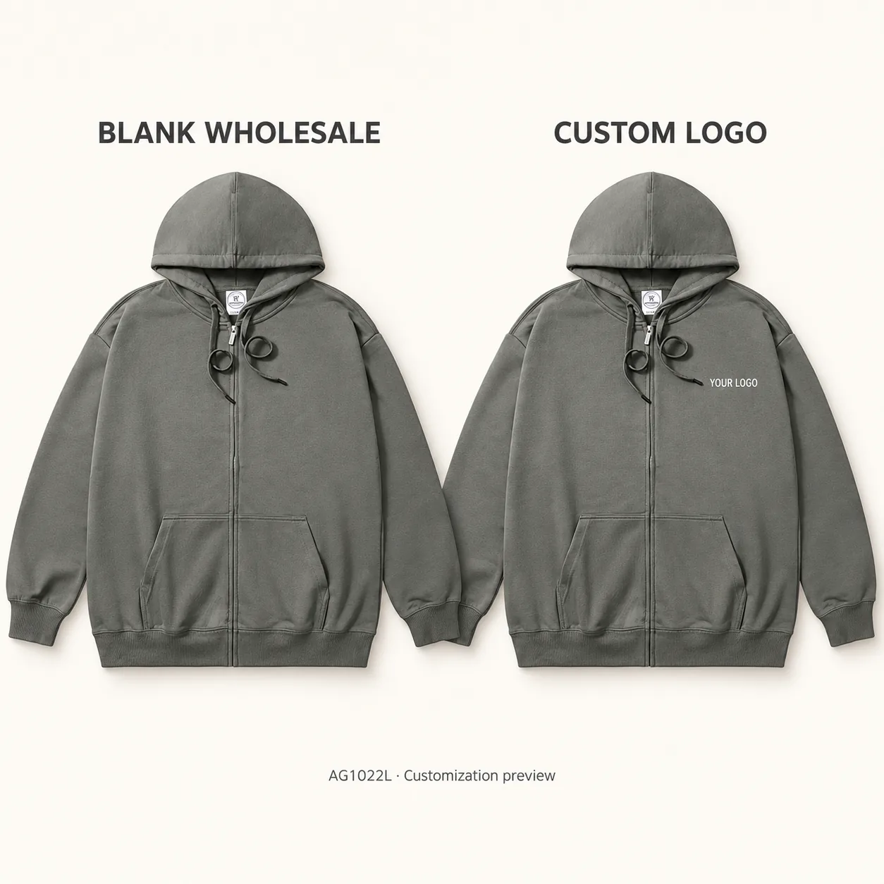 Cotton-Poly Blend Ultra-Soft Zip Hoodie · Logo preview