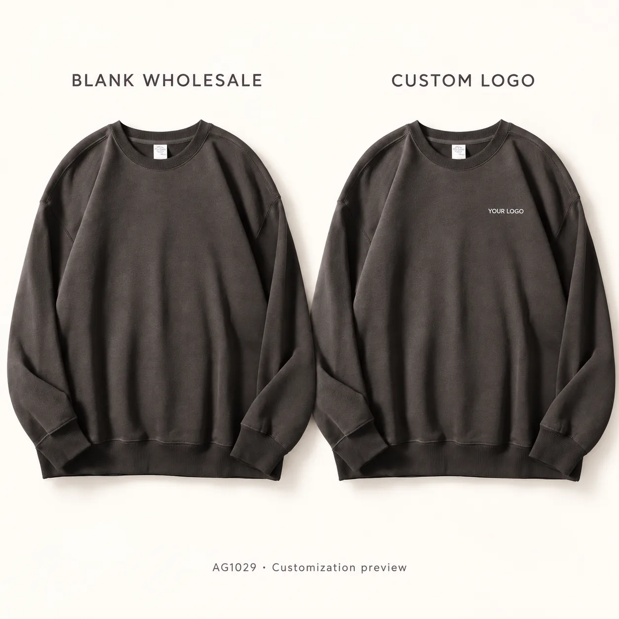 Washed Heavyweight Cotton-Poly Crew Sweatshirt · Logo preview