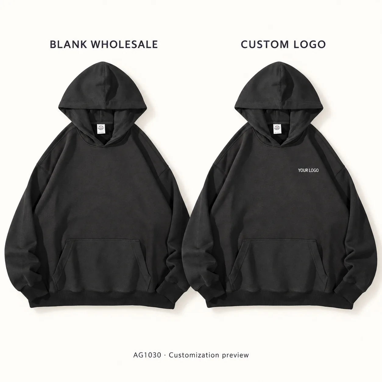 Washed Heavyweight Cotton-Blend Hoodie · Logo preview