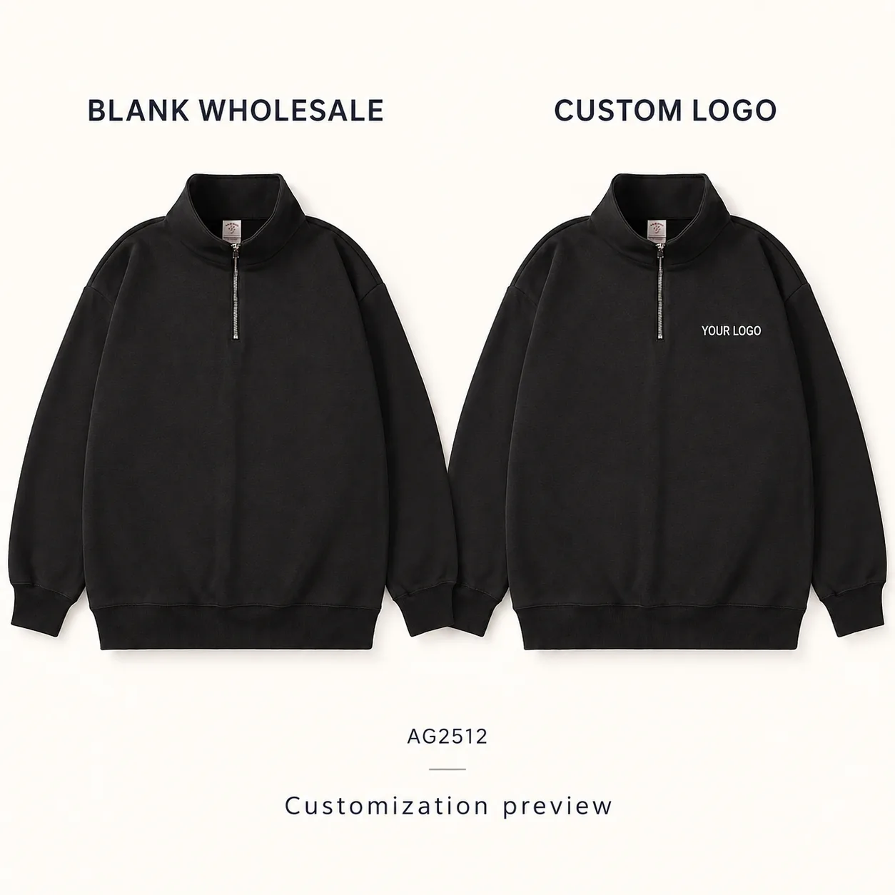Milk-Silk Stand-Collar Half-Zip Sweatshirt · Logo preview